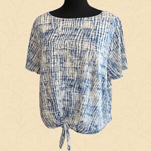 FDJ French Dressing Jeans Blue White Tie Front Top XL Plus